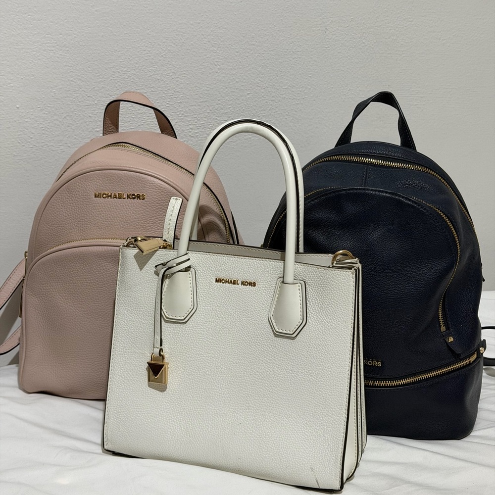 Michael Kors White, Pink, and Navy Blue Women's Bags Backpack Collection